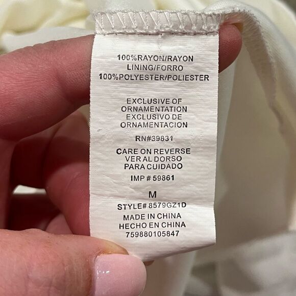 Sequin Hearts Tiered A-Line Mini Dress V-Neck Racerback Lined White Size Medium - Picture 5 of 8